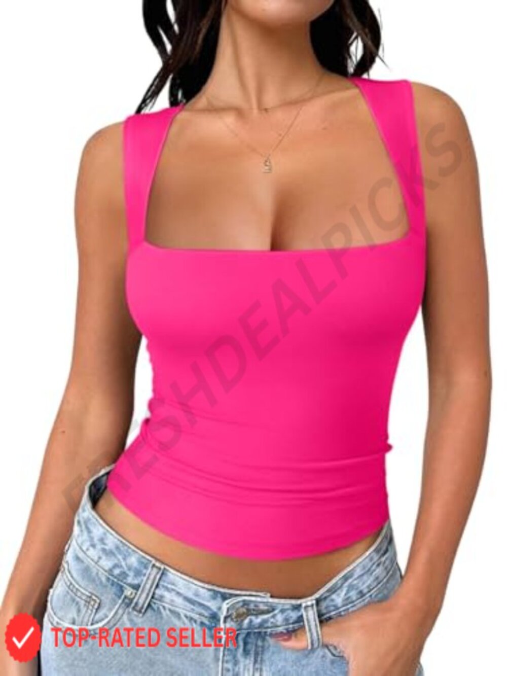 Square Neck Double Lined Crop Tank Top Slim Fit Going Out Yoga